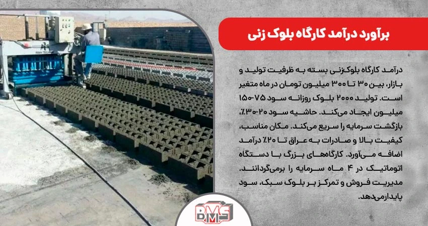 برآورد درآمد کارگاه بلوک زنی