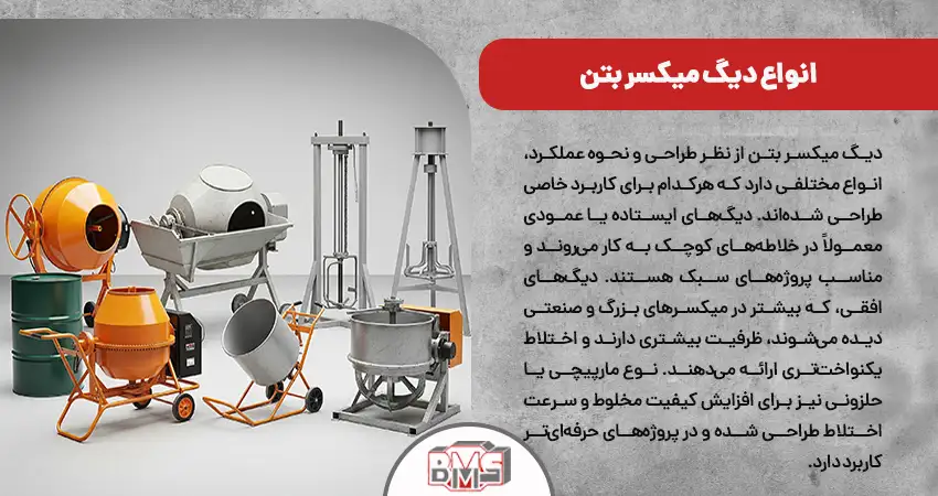 انواع دیگ میکسر بتن