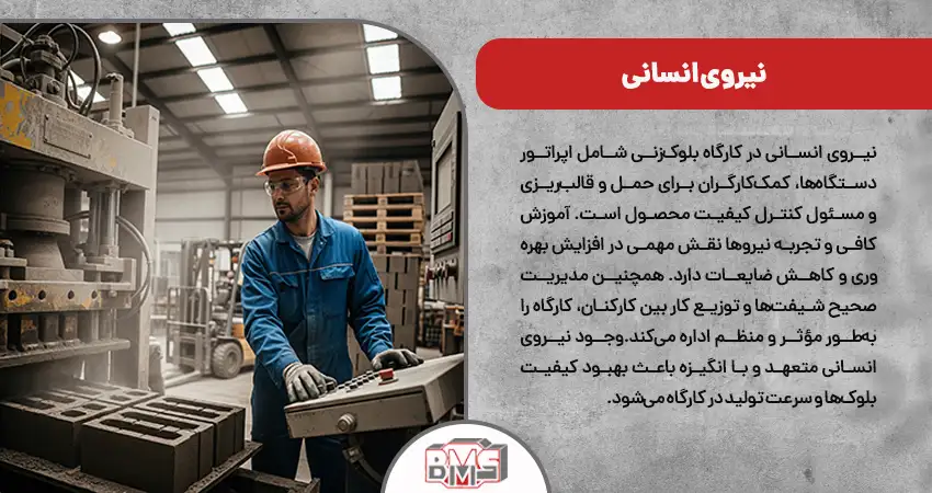 نیروی انسانی کارگاه بلوک زنی