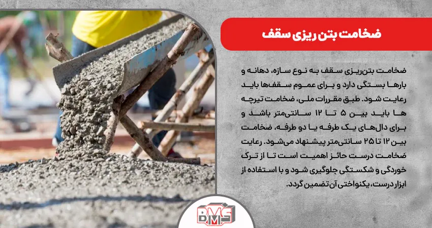 ضخامت بتن ریزی سقف